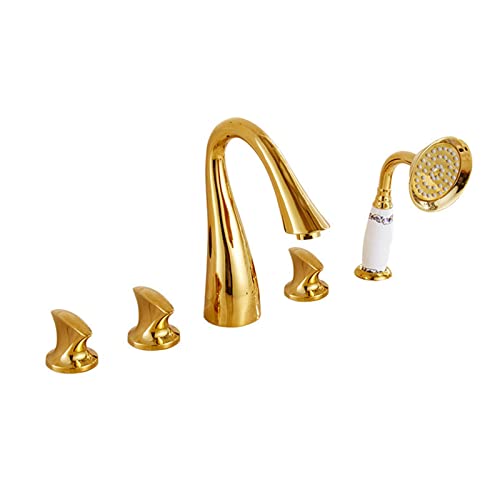 Robinet de douche de baignoire en laiton doré style haute couture