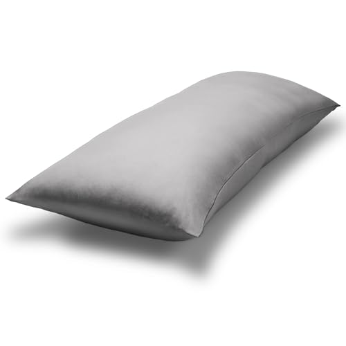 Image of Bare Home Microfiber Body Pillow Cover - Ultra Soft - Cooling Pillowcase - Double Brushed - Pillowcase with Zipper Closure - Easy Care (21''x54'' Body Pillow Cover, Light Grey)