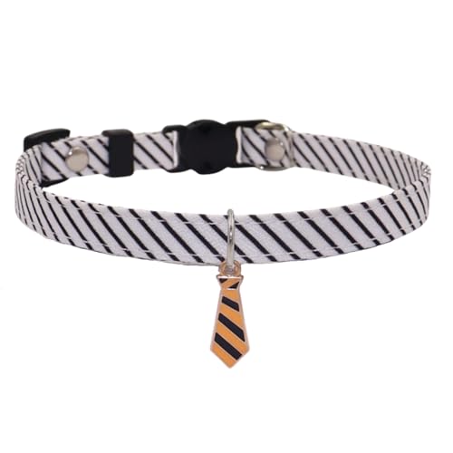 WDPAWS ペット首輪 猫 首輪 鈴なし セーフティバックル イギリス風 セーフティバックル式 安全 おしゃれ 超軽量 調節可能 (白, XS)