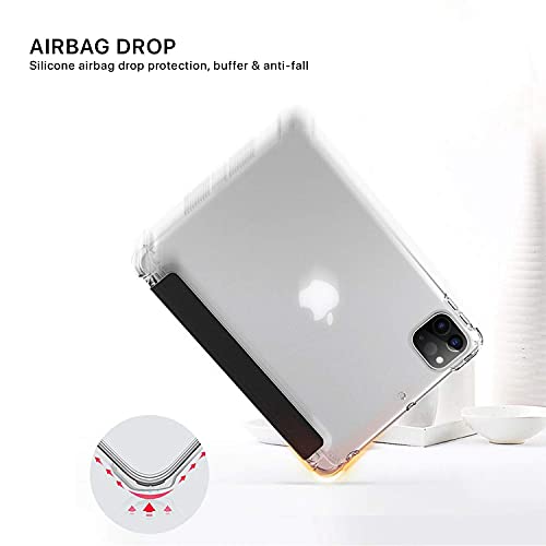 Image of GRIPP Rhino Transparent PC Back Case for iPad Pro 11 inch (2nd Generation, 2020), Pencil Holder, Trifold Stand, Auto Sleep /Wake - Black