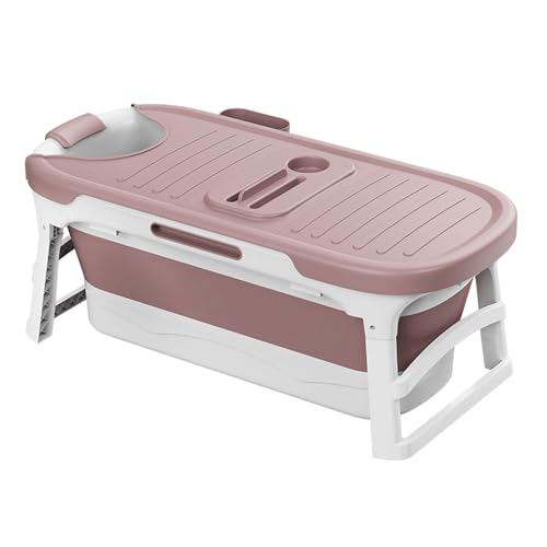 UAPAYEBYMB Bathtub Adult Bathtub Portable Folding Bathtub Home Large Freestanding Bathtub Barrel Steam Bathtub Adult Home Sauna Bathtub Foldable Covered Shower Basin Bathtub (136cm(Color:pink)