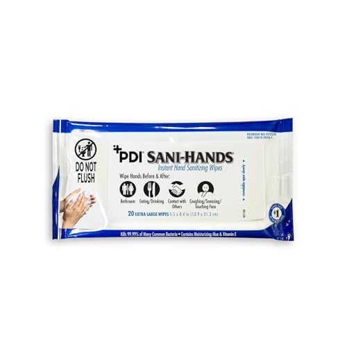 Image of Sani-Hands Hand Sanitizer Wipes, Ethyl Alcohol Wipes with Aloe and Vitamin E, Hand Sanitizer Travel, Home, Outdoor Use, 5.5 in x 8.4 in
