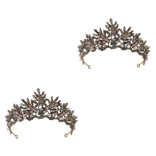 Baluue 2 Piezas de hojas accesorios de novia boda nupcial tocados barrocos tocados de novia coronas para novias barroca coronas de novia para boda tiara de cristal aleación