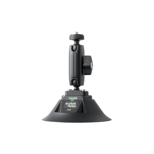 Insta360 Electric Suction Cup Mount - Action Camera Car Mount with Adjustable Double Ball Head for Off-Road Drives Automatic Suction Suction & Battery Life Monitor Third-Person GTA Shots