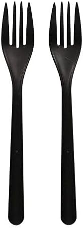 Haval Forks, Reusable Utensils Cutlery, Organic PP, 18.5 cm, Black, Extra Stable, 96435, Reusable, Pack of 50