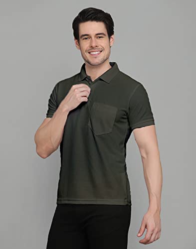Image of INKKR Men's Polo Neck Half Sleeve Cotton Blend Regular Fit T-Shirt With Pocket