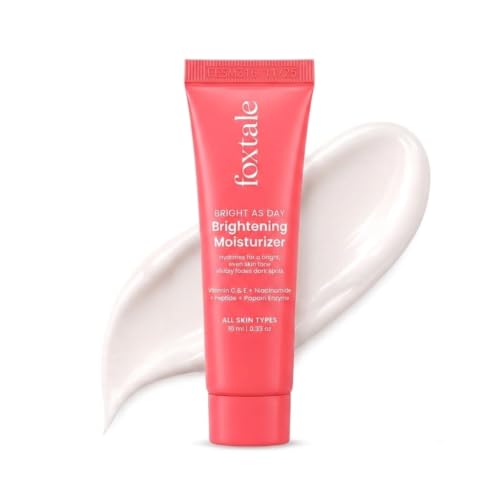 Image of Foxtale Lightweight Brightening Face Moisturiser with Vitamin C & Niacinamide |Brightens & Evens Skin Tone, Fades Dark Spots & Deeply Hydrates | For Normal to Dry Skin | For Men & Women | 10 ml