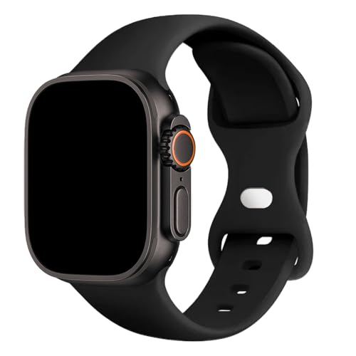 Pulseira Sport Silicone Básica Esportiva Compatível com Apple Watch 38 40 41mm 42 44 45mm (Preto, 38