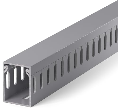 Professioneller Server-Rack-Kabelmanagement-Raceway, H 3,6 cm x B 3,2 cm, elektrisch sicher, PVC, offener Schlitz, für Untertisch/Computer/Netzwerkkabel, Grau, 240 cm (6 x 15,78 cm)