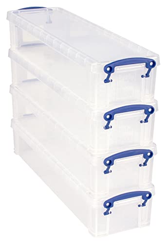 Really Useful Box Lot de 4 boîtes de rangement en plastique Transparent 1,5 l Cover