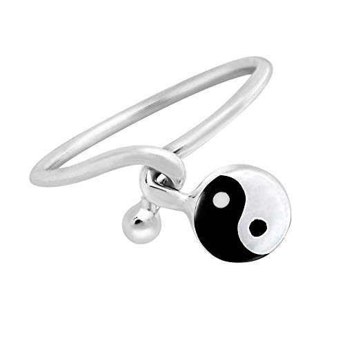 Aeravida Beautiful Eternal Duality Yin and Yang Twisting .925 Sterling Silver Band Ring | Tiny Wedding Rings For Women | Trendy Comfort Fit Silver Rings for Women | Gift for Daughter | Sterling Silver Rings Sizes (7-10)