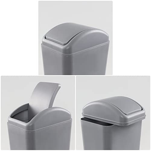 Image of Esdiplot 3.5 Gallon Swing Lid Waste Can, Plastic Swing-Top Trash Can, Gray