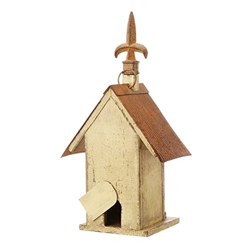 Glitzhome 13.11" H Wooden Bird House Hanging Church Birdhouse For Outside #TOP1
