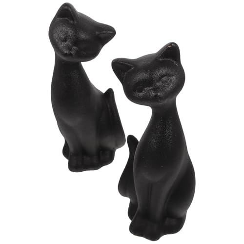 Figurines en céramique chat couple, statuette de décoration pour table de thé