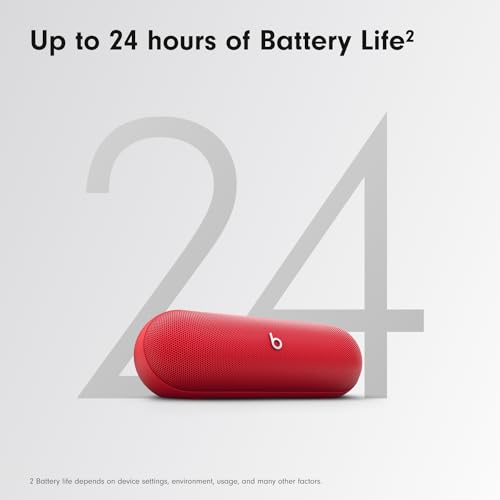 Beats Pill - Portable Bluetooth Speaker - Up to 24H Battery Life, Water Resistant, Bluetooth, Apple & Android Compatible, Seriously Loud Sound for Home, Outdoor and Travel – Statement Red - image 4