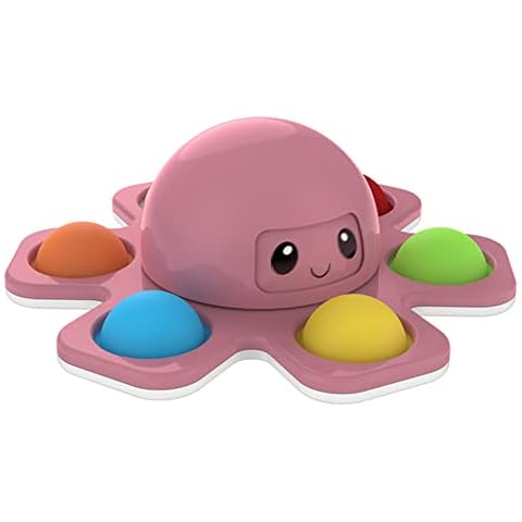 Reiei Fidget Toy Octopus, Push Bubble Spinner Kid Fun Double Sided Flip Fingertip Gyro Finger,Simple Dimple Fidget Popper for Stress Relief Autism Toy Keychain Fidget Toy for Kids and Adults Cover