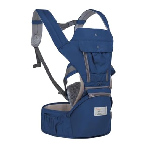 AIEBAO Bolsa Canguru, Ergonômica, 12 Posições, 3 Em 1, 3 Bolsos Externos, Bebês 0 a 36 Meses, Capacidade 0 a 36 quilos, Poliéster Algodão e Isopor. (Azul)
