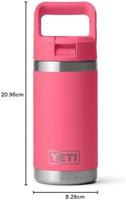 YETI Rambler Jr. 12 oz Kids Bottle, with Straw Cap, Tropical Pink — view 7