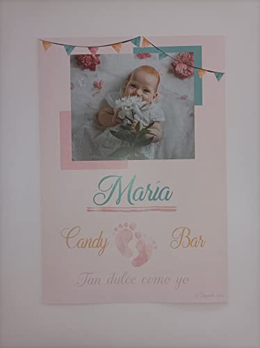 Cartel bienvenida para bautizo personalizado tamaño A3 (A3 420x297mm, Bienvenida Alejandro)