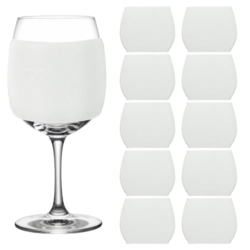 sourcing map 12 fundas para copas de vino en blanco de sublimación, reutilizables, de neopreno, aisladas, para bebidas frías, suministros de adornos de sublimación, color blanco