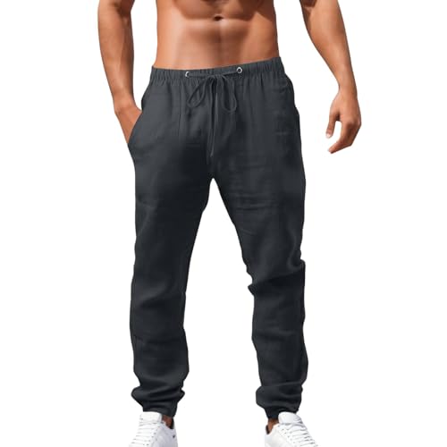 Pantaloni Chino Lino Uomo Estivo Casual Leggeri Larghi Pantalone Traspirante