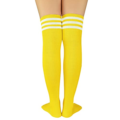 Image of Century Star Thigh High Socks Striped Extra Long Tube for Women Over the Knee Athletic Sports Socks Plus Size Stockings