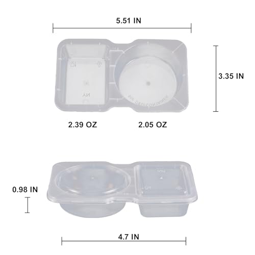 20 Sets Condiment Container with Lid, Disposable Double Compartment Plastic Container for Sauce Snack, 2 Compartment Snack Containers for Condiments or Dips - Image 3