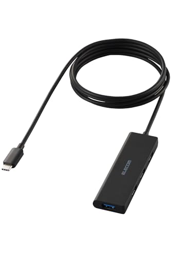 エレコム USB-C接続 USBハブ 4ポート 150cmケーブル (U3HC-H044BK/E)
