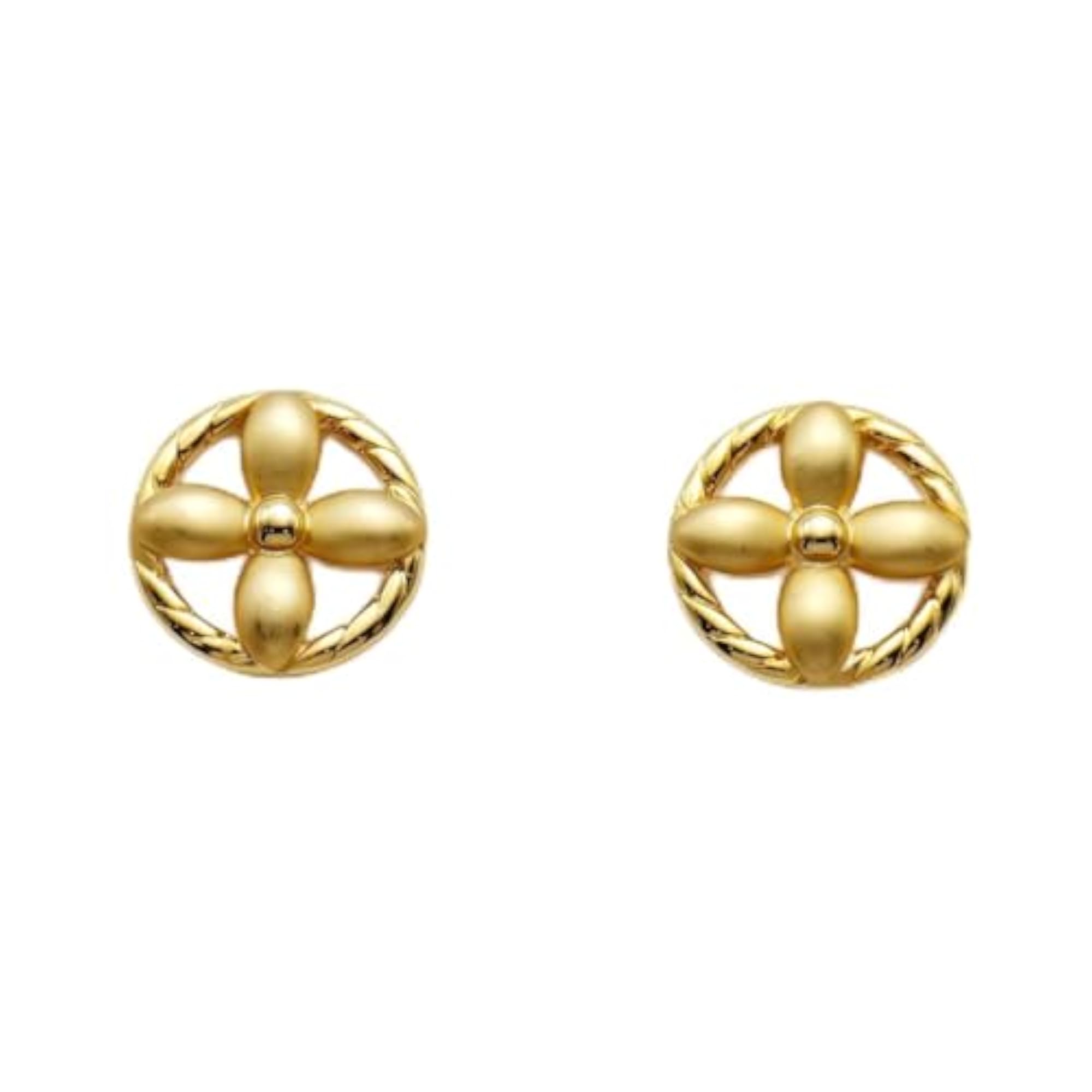 Women's Golden Blossom Classic Stud Earrings, Floral Design
