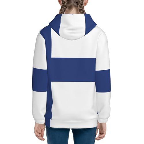 Finnish flag Print Girls Athletic Zip Up Hoodies,Sweatshirts with Pockets Long Sleeve Hooded Jackets, for 7-18 Y4