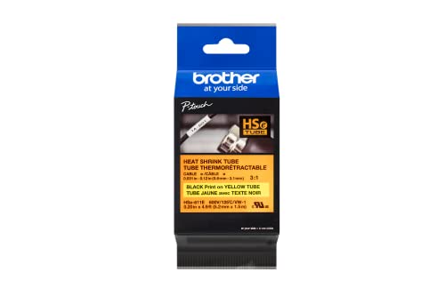 Brother HSe611E tube thermorétractable 3:1 noir sur jaune 5,28 mm pour repérage de fils