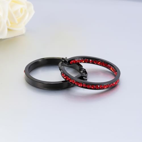 CiNily Red CZ Black Hoop Earrings for Women Stainless Steel Earrings 30 mm by CiNily - Used condition - Image 3