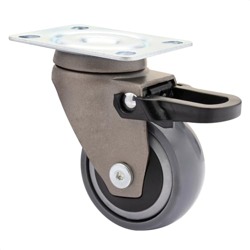 WAGNER Design - 3C - Lenkrolle/Möbelrolle - grau, Softlauffläche, Durchmesser Ø 50 mm, Bauhöhe 75 mm, Total-Feststeller, Kugellager, Anschraubplatte 50 x 60 mm, Tragkraft 50 kg - 01235301