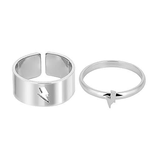 1 Par de Anillos de Pareja de Amantes Juego, Anillos de Promesa de Compromiso para Hombres Mujeres, Joyería de Boda, Aniversario Regalos Anillos de Pareja, Eternidad Anillo Ajustables