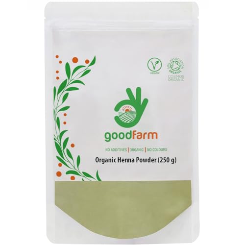 goodFarm Organic Henna Powder 250g - Organic Vegetal Hair Colour, Cruelty-Free, Natural Henna, Free-from Additives, Natural Conditioner