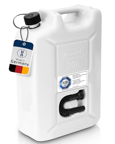 hünersdorff Bidón de combustible profesional de 20 L para gasolina, diésel y otras mercancías peligrosas, homologación UN, fabricado en Alemania, producción certificada por TÜV, natural