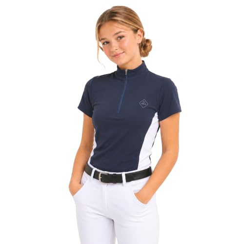 Image of THKtack Girls Short Sleeve Riding Top, Navy Blue