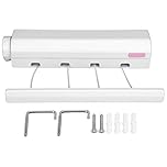 Wall Mounted Retractable Washing Line, Retractable Clothesline Telescopic Extendable Indoor Washing Line Pull out Wall Mounted Clothes Airer (four ropes)