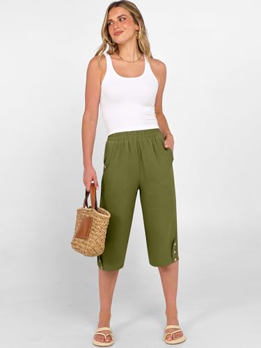 Image of ANRABESS Womens Wide Leg Capri Pants Elastic Waist Casual Loose Lounge Trousers 2026 Summer Flowy Beach Vacation Clothes