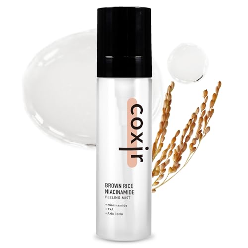 Mist Viso con Estratto di Riso Coxir Brown Rice Niacinamide Peeling Mist 80 ml - Diminuzione dei pori, Emolliente, Lisciante - Tutti i Tipi di Pelle - Skincare Coreana