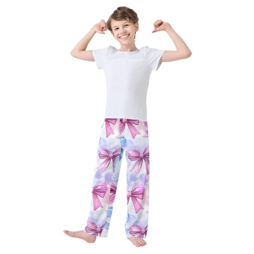 Pink Blue Bow Tie Dye Pajama Pants Long Sleep Pant Soft PJ Bottoms Sleepwear2
