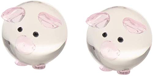 Taotenish Pair of Crystal Couple Pig Pig Ornament Lovers Lucky Pig Gifts Mini Animal Collectible Statue for Desktop Decoration - Pink