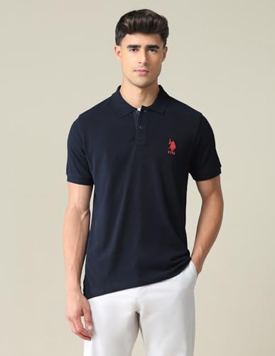 Image of U.S. POLO ASSN. Solid Slim Fit Polo T Shirts for Men - 100% Cotton, Half Sleeve Mens Tshirt