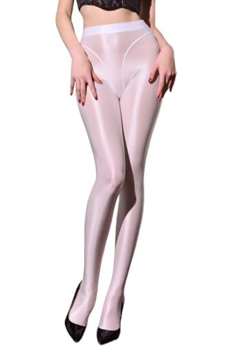 Image of RUIBAVYA Glossy Tights for Women 70D Shiny High Waist Pantyhose Sexy Toghts Footed Leggings Semi Opaque Dance Tights