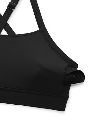 Image of CRZ YOGA Butterlift Cut-Out Cross Back Sports Bras for Women - Medium Impact Adjustable Thin Straps Pilates Padded Gym Tops
