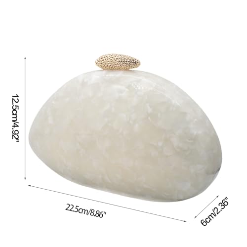 Image of Women Acrylic Evening Clutch Chic Shell Purse Egg Handbag Marble Shoulder Crossbody Bag for Prom Cocktail Party