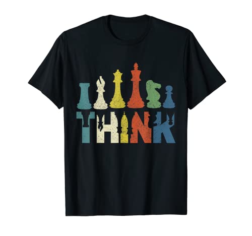 Chess Think - Jugador de ajedrez retro vintage Camiseta