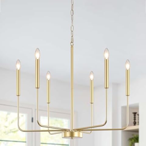 ASHUAQI Gold Chandelier 6 Lights Modern Pendant Cover