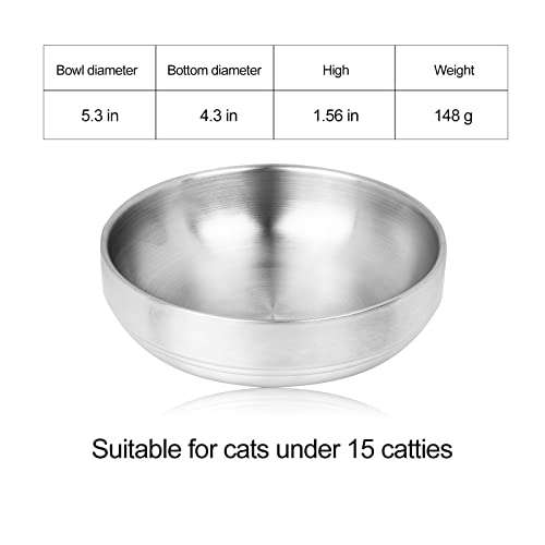 Pmiio Stainless Steel Cat Bowls Food-Grade 12Oz Shallow Pet Bowls Stackable Puppy Kitten Any Small Animals Dishes - Set Of 2 #TOP2