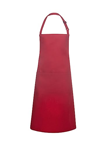 Karlowsky BLS 5 PURE Latzschürze BASIC mit Schnalle und Tasche, 65% Polyester/35% Baumwolle, Rot, Einheitsgröße